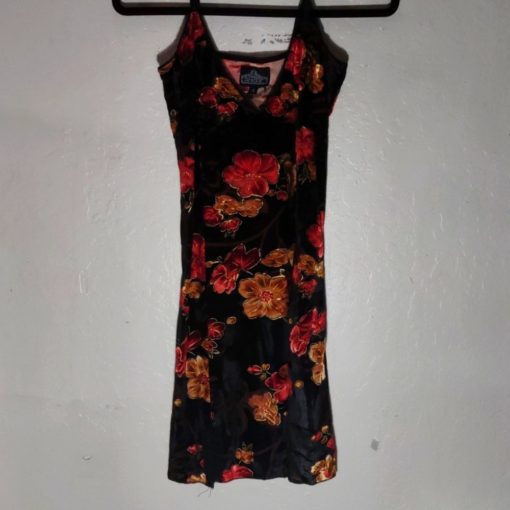 Angie Velvet Floral Slip Dress